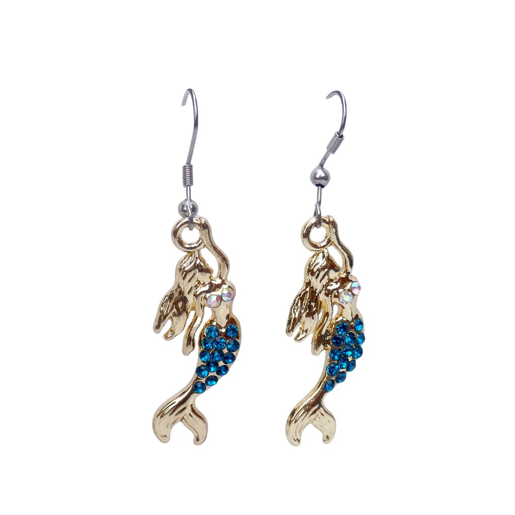 Aqua Cystal Mermaid Earrings 1115